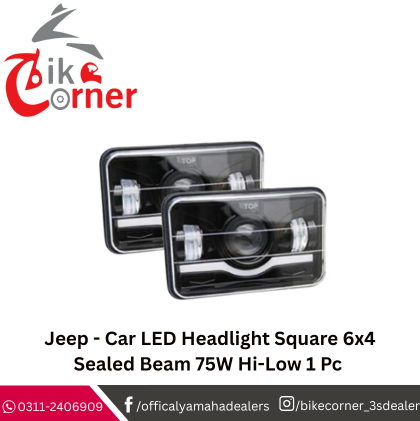 Jeep Car LED Headlight Square 6x4 Sealed Beam 75W Hi-Low 1 Pc
