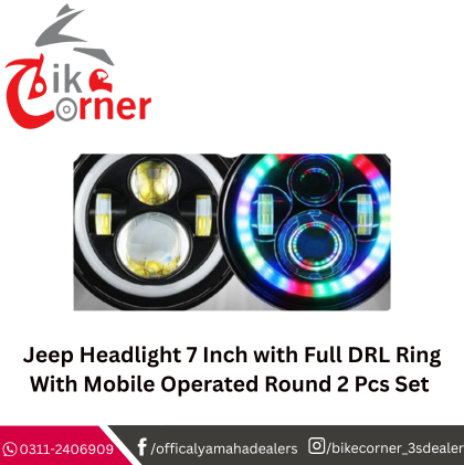 Jeep Headlight 7 Inch  Full DRL Ring With Mobile Operated Round